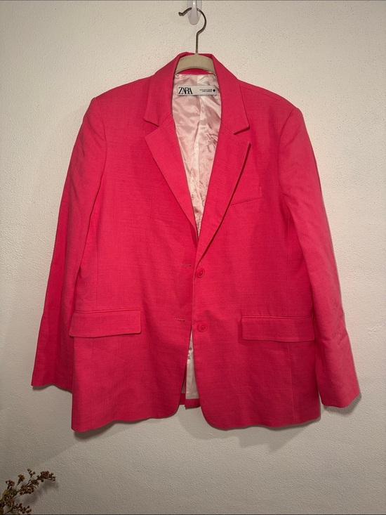 Zara Jackets & Blazers - Zara Vibrant Pink Linen Blazer
